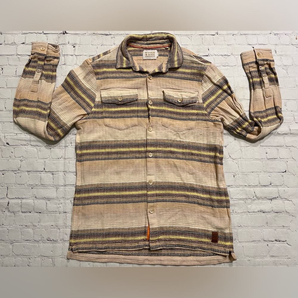 Scotch and Soda Amsterdam Organic Cotton Woven Button Down Shirt LG Super thick